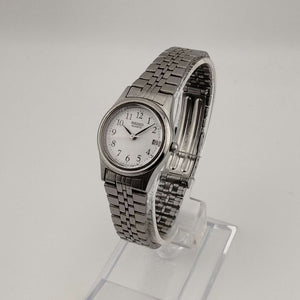 Seiko Unisex Silver Tone Watch, White Circular Dial, Date Window, Bracelet Strap