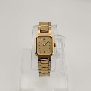 Seiko Women's All Gold Tone Quartz Watch, Rectangular Dial, Bracelet Strap