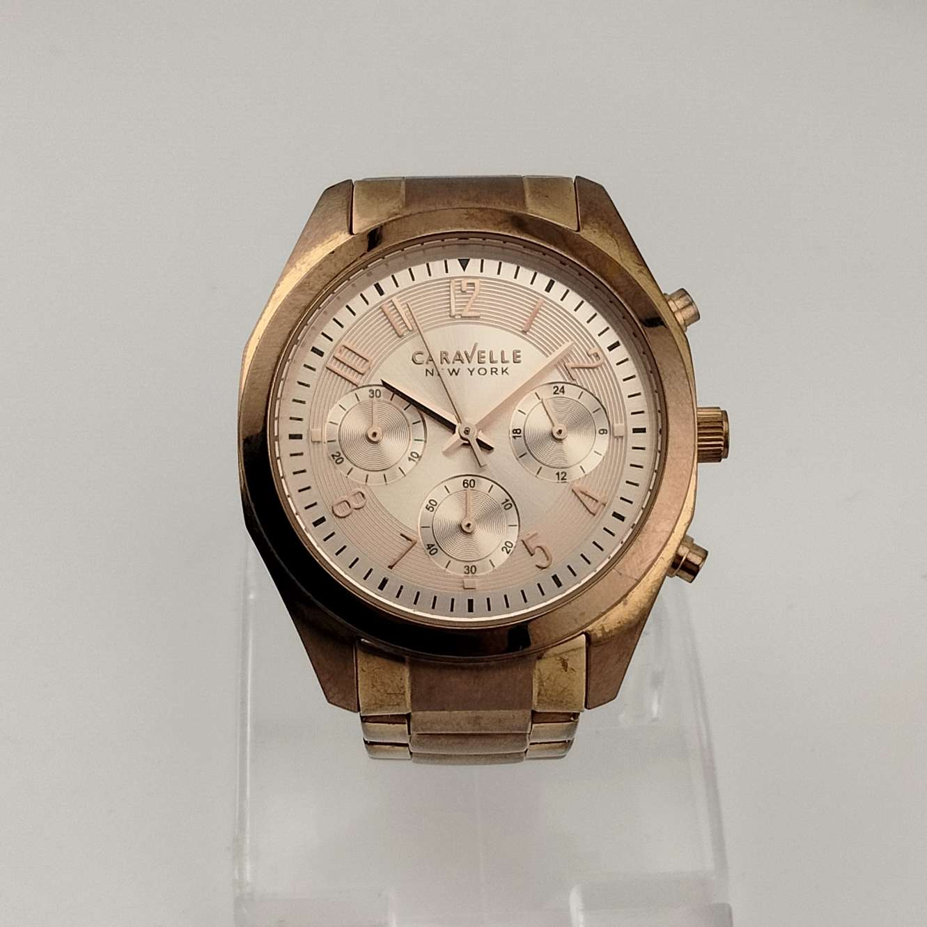 Bulova Women's Copper Tone Watch, Circular Chronograph Dial, Bracelet Strap