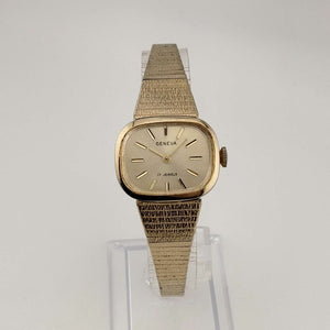 Geneva Unisex Gold Tone Watch, Horizontal Rectangle Dial, Adjustable Bracelet Strap