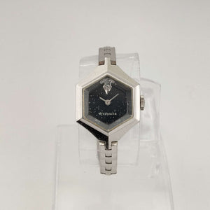 Wittnauer Petite Silver Tone Watch, Large Hexagonal Dial, Link Strap