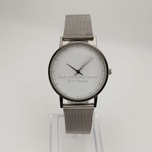 Skagen Unisex Silver Tone Watch, White Circular Dial, Adjustable Mesh Strap