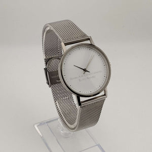 Skagen Unisex Silver Tone Watch, White Circular Dial, Adjustable Mesh Strap