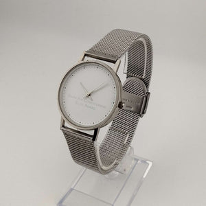 Skagen Unisex Silver Tone Watch, White Circular Dial, Adjustable Mesh Strap