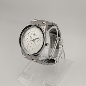 Skagen Unisex Silver Tone Watch, Round Chronograph Dial, Bracelet Strap