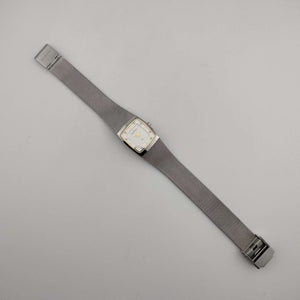 Skagen Women's Silver Tone Watch, Rectangular White Dial, Adjustable Mesh Strap