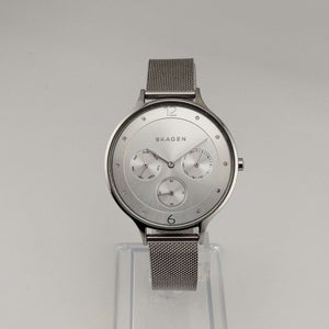 Skagen Unisex Silver Tone Watch, Round Chronograph Dial, Adjustable Mesh Strap