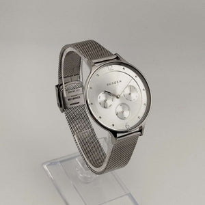 Skagen Unisex Silver Tone Watch, Round Chronograph Dial, Adjustable Mesh Strap