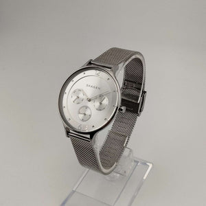 Skagen Unisex Silver Tone Watch, Round Chronograph Dial, Adjustable Mesh Strap