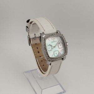 Skagen Women's Watch, Mother of Pearl Dial, Jewel Details, White Genuine Leather Strap