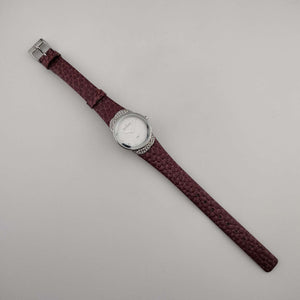 Skagen Women's Watch, Silver Tone and Jewel Details, White Dial, Genuine Purple Leather Strap (Copy)