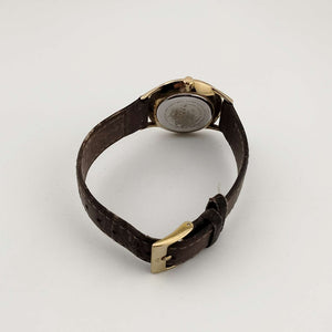 Skagen Women's Watch, White Dial, Gold Tone Details, Genuine Brown Leather Strap