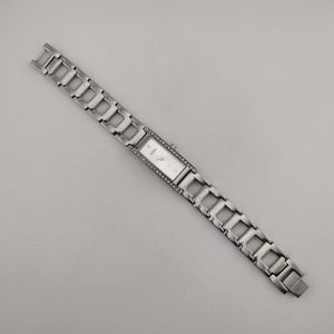 Skagen Women's Silver Tone Watch, Elongated Rectangular Dial, Jewel Detail, Link Strap