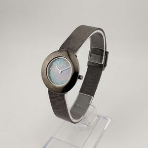 Skagen Unisex Watch, Silver Tone and Jewel Details, Circular Mother of Pearl Dial, Adjustable Mesh Strap