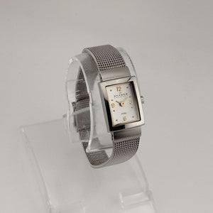 Skagen Women's Petite Silver Tone Watch, Rectangular Dial, Adjustable Mesh Strap 2