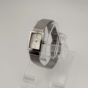 Skagen Women's Petite Silver Tone Watch, Rectangular Dial, Adjustable Mesh Strap 2