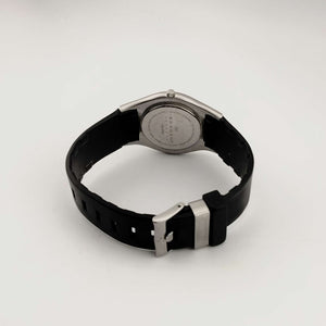 Skagen Men's Silver Tone Watch, Minimal Round Black Dial, Black Adjustable Black Rubber Strap