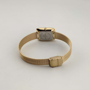 Skagen Women's Gold Tone Watch, Rectangular Dial, Jeweled Bezel Detail, Adjustable Mesh Strap