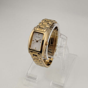 Skagen Women's Gold Tone Watch, White Rectangular Dial, Bracelet Strap