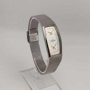 Skagen Unisex Silver Tone Watch, Rectangular Dual Face Dial,  Adjustable Mesh Strap