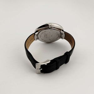 Skagen Unisex Silver Tone Watch, Round Minimal Dial, Genuine Black Leather Strap