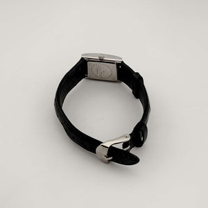 Skagen Unisex Silver Tone Watch, Square Mother of Pearl Dial, Genuine Black Leather Strap