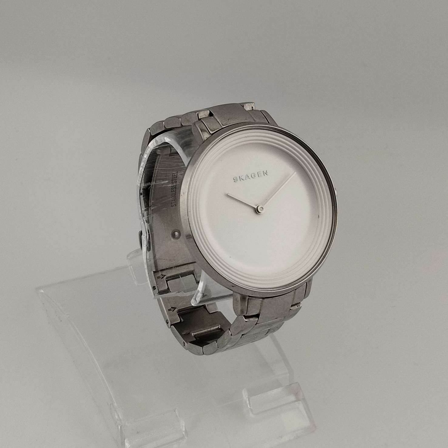 Skagen Men's Silver Tone Watch, Round Minimal White Dial, Bracelet Strap