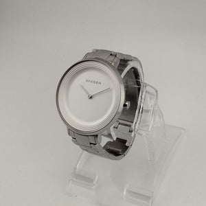 Skagen Men's Silver Tone Watch, Round Minimal White Dial, Bracelet Strap