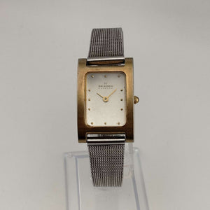 Skagen Unisex Silver and Gold Tone Watch, Rectangular Dial, Adjustable Mesh Strap