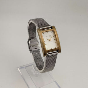 Skagen Unisex Silver and Gold Tone Watch, Rectangular Dial, Adjustable Mesh Strap