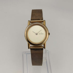 Skagen Unisex Gold Tone Watch, Circular Minimal Dial, Adjustable Mesh Strap