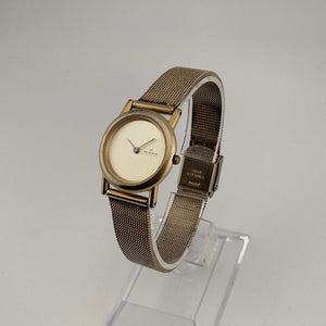 Skagen Unisex Gold Tone Watch, Circular Minimal Dial, Adjustable Mesh Strap