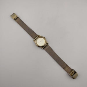 Skagen Unisex Gold Tone Watch, Circular Minimal Dial, Adjustable Mesh Strap