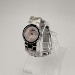 Skagen Women's Silver Tone Watch, Round Pink Mother of Pearl Dial, Bracelet Strap