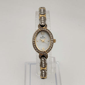 Bulova Petite Women's Gold Tone Watch, Oval Dial, Jeweled Accents, Bracelet Strap