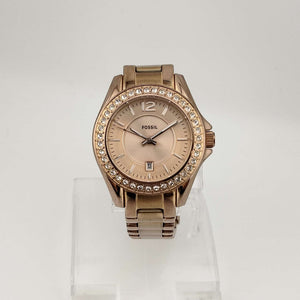 Fossil Women's Rose Gold Tone Watch, Round Dial, Jewel Detail, Date Window, Bracelet Strap