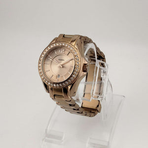 Fossil Women's Rose Gold Tone Watch, Round Dial, Jewel Detail, Date Window, Bracelet Strap