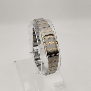 Seiko Petite Mixed Metal Watch, Silver Tone Elongated Rectangular Minimalist Dial, Bracelet Strap