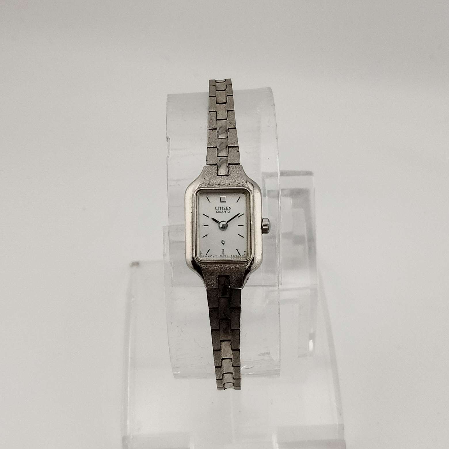 Seiko Petite Silver Tone Watch, Rectangular Dial, Jewel Detail, Bracelet Strap