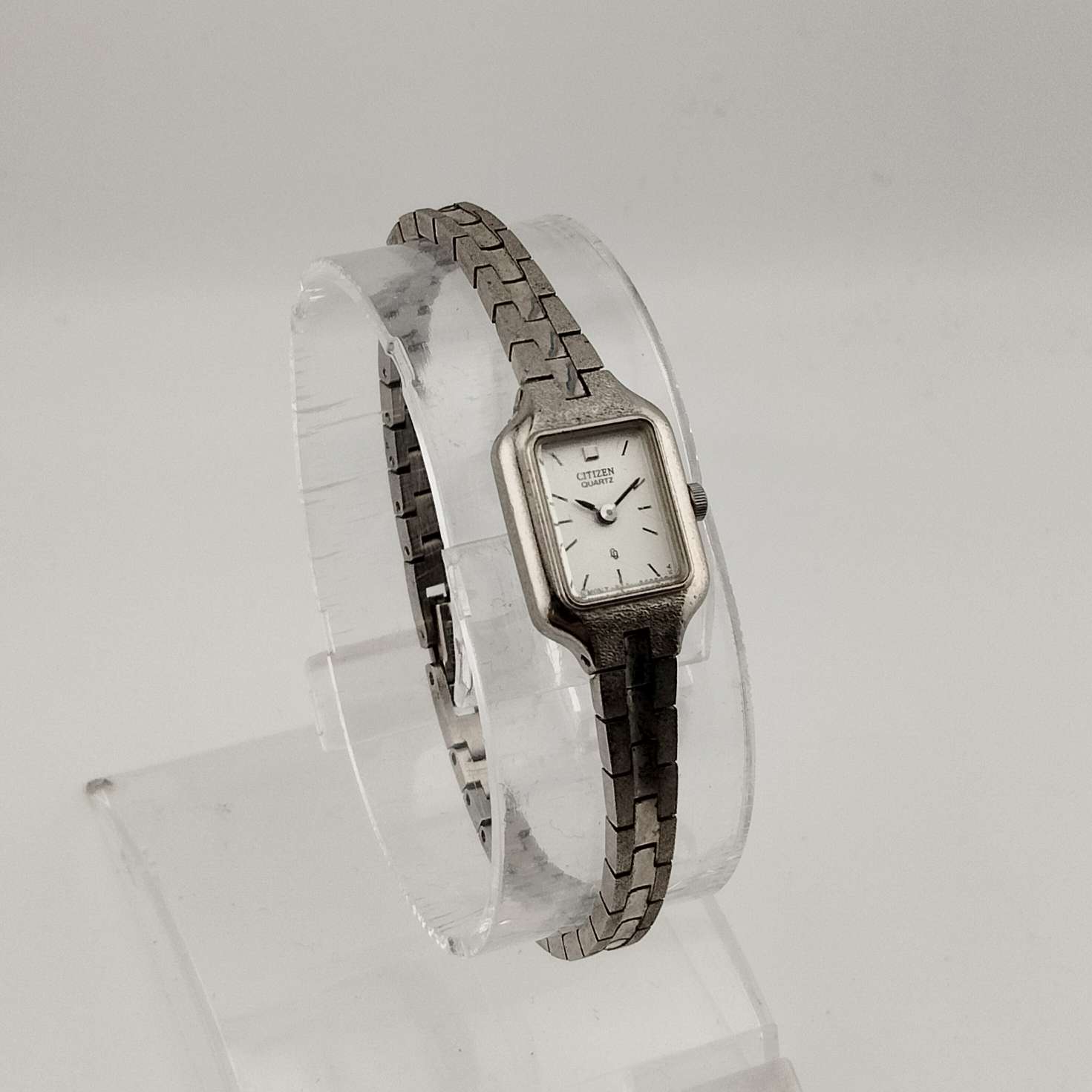 Seiko Petite Silver Tone Watch, Rectangular Dial, Jewel Detail, Bracelet Strap