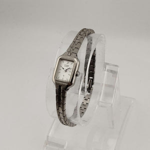 Seiko Petite Silver Tone Watch, Rectangular Dial, Jewel Detail, Bracelet Strap