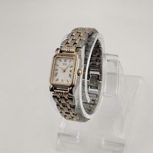 Seiko Unisex Mixed Metal Tone Quartz Watch, Rectangular White Dial, Bracelet Strap