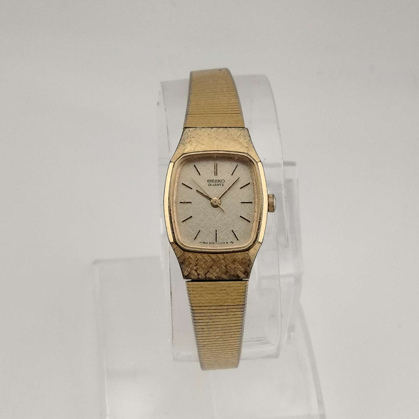 Seiko Women's Gold Tone Quartz Watch, Rounded Rectangular Dial, Bracelet Strap