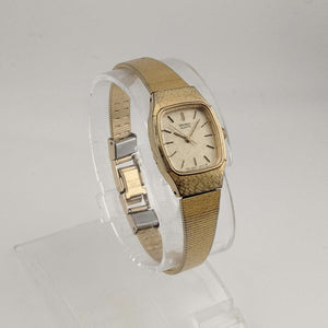 Seiko Women's Gold Tone Quartz Watch, Rounded Rectangular Dial, Bracelet Strap