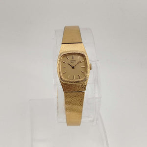 Seiko Women's All Gold Tone Quartz Watch, Rounded Square Dial, Bezel Detail, Bracelet Strap