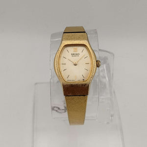 Seiko Women's Quartz All Gold Tone Watch, Rectangle Dial with Rounded Sides, Bracelet Strap