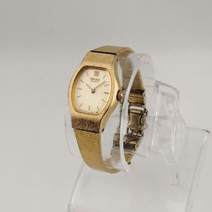 Seiko Women's Quartz All Gold Tone Watch, Rectangle Dial with Rounded Sides, Bracelet Strap