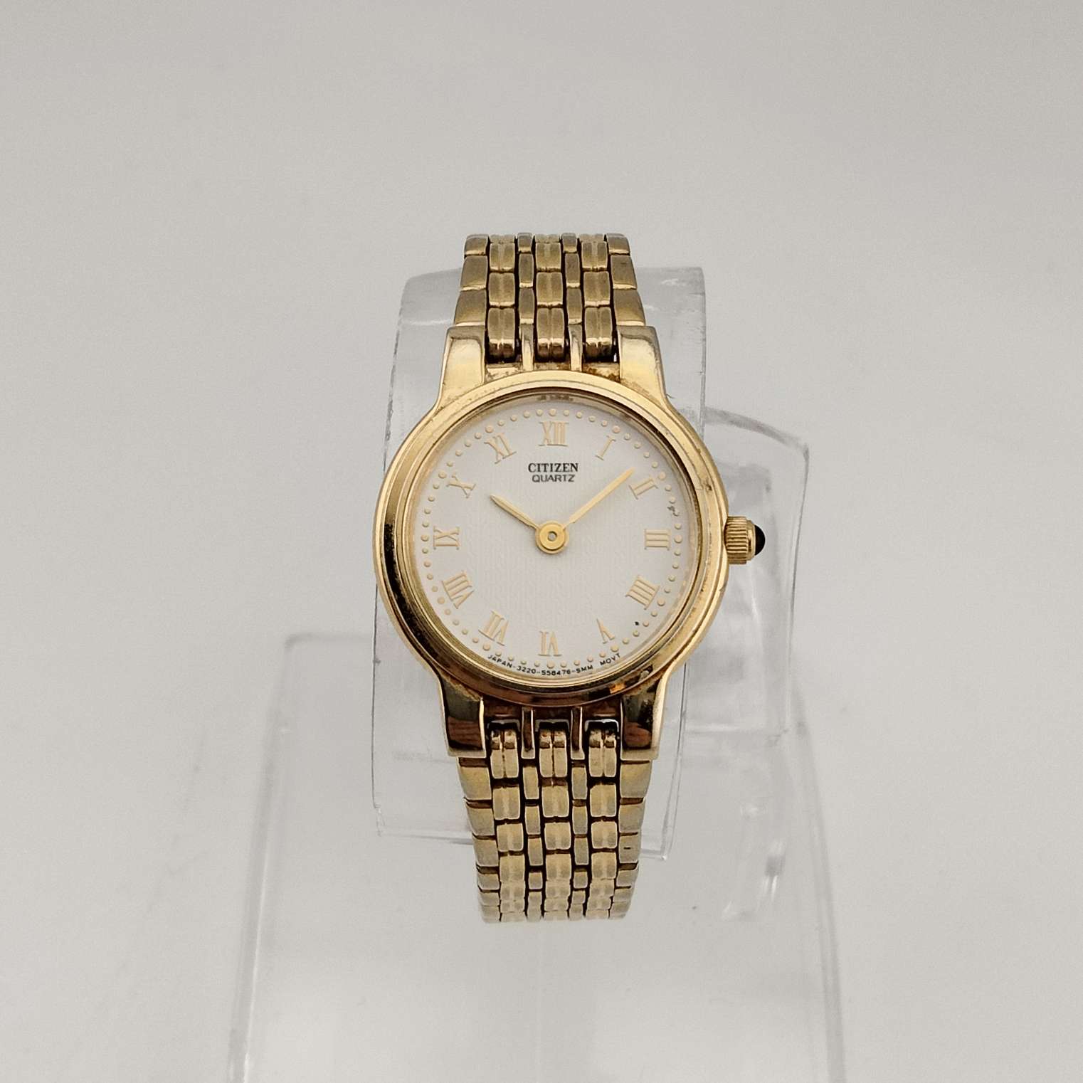 Citizen Petite Women's Gold Tone Quartz Watch, Circular White Dial, Bracelet Strap