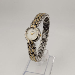 Citizen Mixed Metal Tone Women's Quartz Watch, Circular White Dial, Jewel Detail, Bracelet Strap