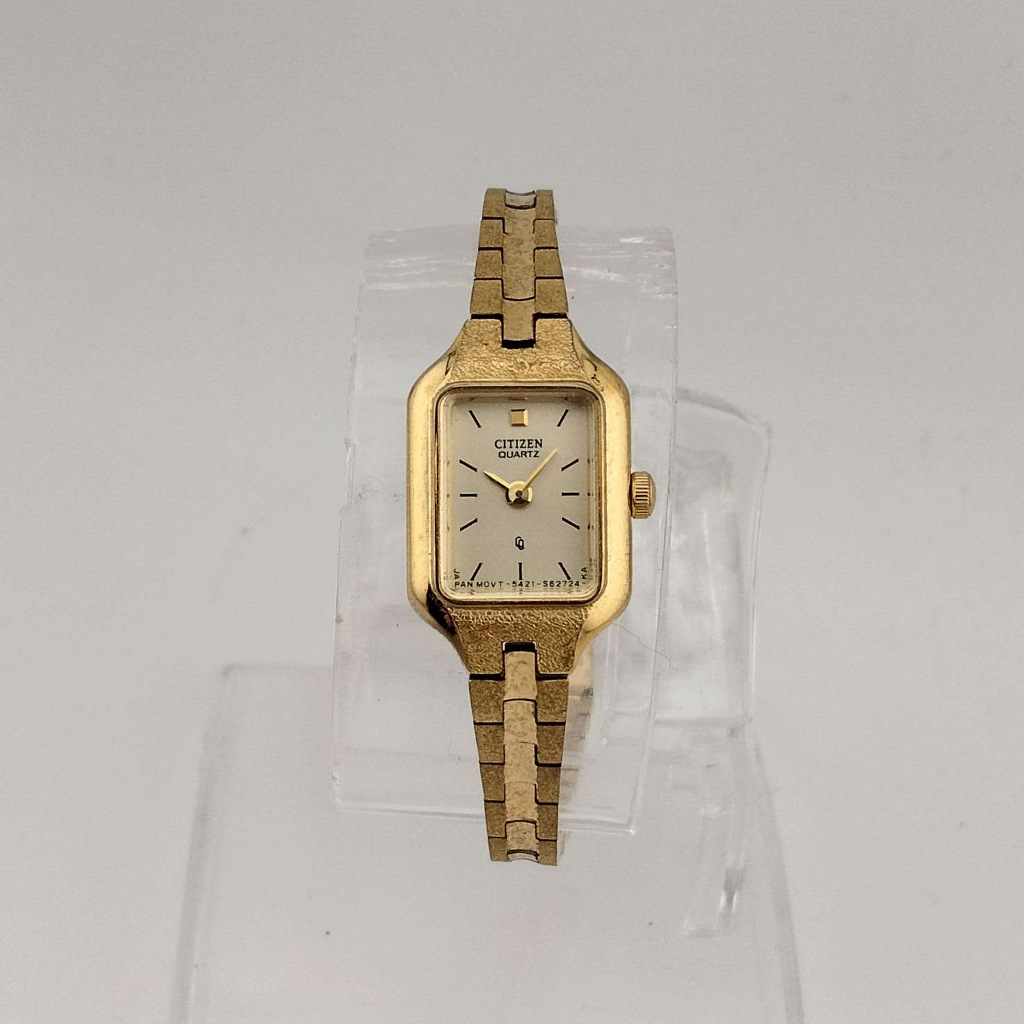 Citizen Women's Petite Gold Tone Quartz Watch, Rectangular Dial, Link Strap